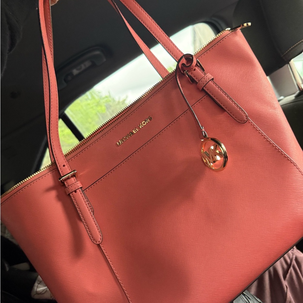 Michael Kors Pink Structured Tote with Charm